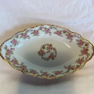 Vintage Oval Candy Dish Porcelain Limoges "Bridal Wreath"